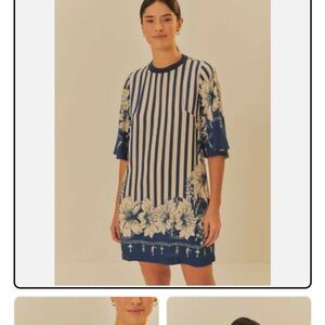 FARM Rio Blue and White Floral TShirt Dress